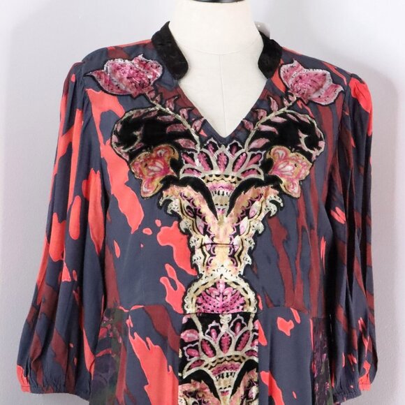 New Soft Surroundings Women's 8 Epiphany Mauve Cheetah Boho Kaftan Maxi Dress - Picture 4 of 13